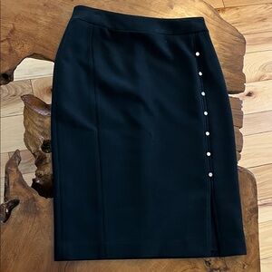 Boss Elegant Black Pencil Skirt with Button Details